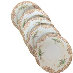 Krescent China Japan Set of 5 Dessert Appetizer Plates Vintage Floral KRE19